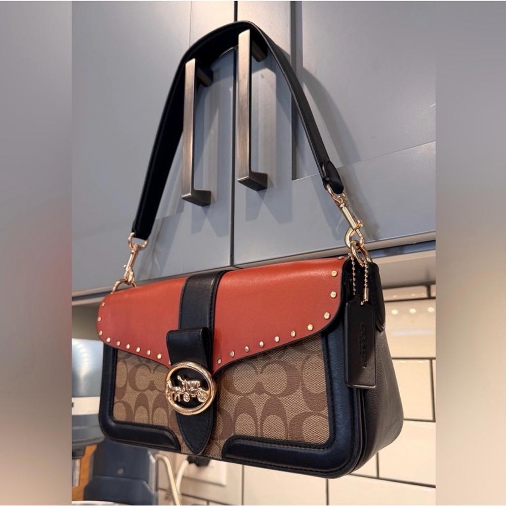 Coach Georgie Colorblock Signature Canvas Shoulder Bag - Picture 2 of 12